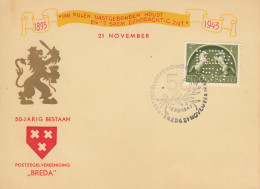Pays Bas  P.Z.V. 50 Postzegzlvereeniging Breda 21 Novembre 1943  (perfin)   Nederland  Postzegelvereniging - Lettres & Documents