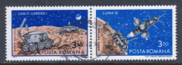 Romania 1971 Mi# 2914-2915 Used - Pair - Luna 16, Luna 17 And Lunokhod 1 / Space - Europa