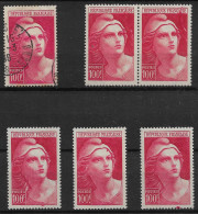 France N°733**/* Et Oblitéré. 6 Timbres Avec Variété, Taches Et Bretelle. - Ongebruikt