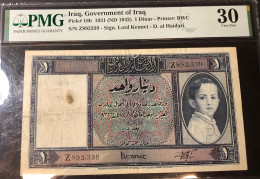 Iraq Irak P#18b Dinar 1942 PMG 30 VF Sign. Lord Kennet Lotto 2675 - Iraq