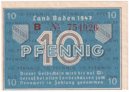 Land Baden Ro.209d 10 Pfennig 1947 AU - Otros & Sin Clasificación