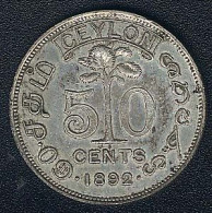 Ceylon (Sri Lanka), 50 Cents 1892, Silber - Sri Lanka