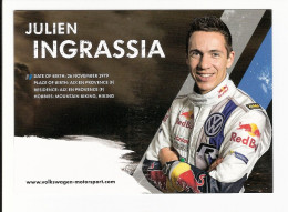 TEAM VOLKSWAGEN MOTORSPORT - Julien INGRASSIA  Copilote De Sébastien OGIER ( Vue Recto Verso ) - Rallyes