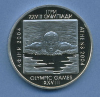 Ukraine 10 Hryven 2002, Silber, Olympia'04 Athen Schwimmen KM 176 PP (m4236) - Ukraine