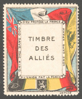 1914 Military Entente Alliance WW1 War Charity Label Vignette Cinderella FRANCE ITALY BELGIUM RUSSIA BRITAIN Flag - Prima Guerra Mondiale