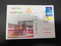 20-6-2024 (82) Paris Olympic Games 2024 - Torch Relay (Etape 36) In Valence (20-6-2024) With Olympic Stamp - Estate 2024 : Parigi