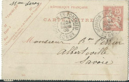 FRANCE ENTIER 15c NOUVION EN PONTHIEU ( SOMMME ) POUR ALBERTVILLE ( SAVOIE ) DE 1903 LETTRE COVER - Cartes-lettres