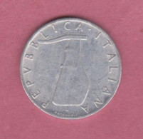 Italy, 1967-5 Lire- Aluminium- Obverse Rudder. Reverse Dolphin - BB, VF, TTB, SS- - 5 Liras