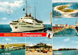 73839679 Wangerooge Wangeroog Nordseebad Faehrschiff Am Anleger Strand Am Cafe P - Wangerooge