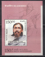 India MNH 2022, Sri Aurobindo, Miniature, MS - Nuevos