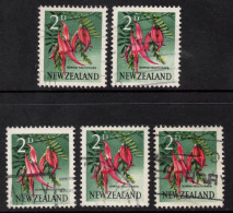 NEW ZEALAND 1960  2d PICTORIALS   "KAKA BEAK " (5) STAMPS VFU. - Usados