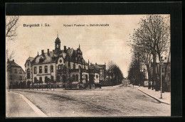 AK Burgstädt I. Sa., Kaiserliches Postamt U. Bahnhofstrasse Ecke Gartenstrasse  - Burgstaedt
