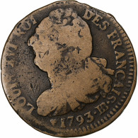 France, Louis XVI, 2 Sols Français, 1793 / AN 5, Strasbourg, Métal De Cloche - Other & Unclassified