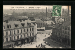 CPA Commentry, Place Du 14-Juillet, Rue De La Mine Et Vue Gènèrale Des Usines  - Commentry