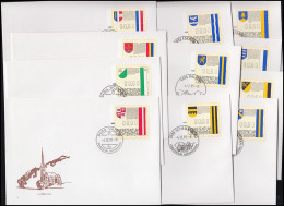 1-11 Liechtenstein-ATM 1995, 11 Werte Komplett, Satz Auf 11 Schmuck-FDC - Machine Labels [ATM]