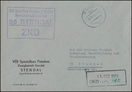 ZKD-Ortsbrief VEB Spezialbau Potsdam Rehbrücke Zweigbetrieb STENDAL 10.12.70 - Briefe U. Dokumente