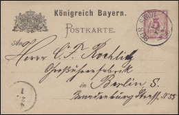 Bayern P 30/05 Ziffer 5 Pf. Lila, Einkreis SEIB STADT 1.2.86 Nach Berlin 2.2. - Postal  Stationery