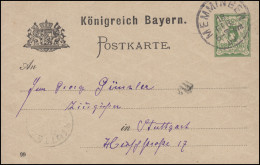 Bayern P 44/05 Ziffer 5 Pf Grün DV 99 Von MEMMINGEN 13.2.99 Nach STUTTGART - Postal  Stationery