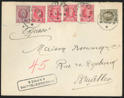 L. Expres Affr. N° 195 + 202 X4 + 255 Octog. *SOTTEGEM*/1928 Pour Bruxelles - Covers & Documents