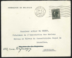 L. De L'Ambassade De Belgique Affr. N°401 (70c Léopold III) Càd PARIS/1937 Pour Bruxelles - Covers & Documents