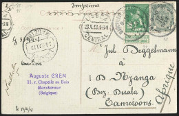 Carte Affr N°81+110 De MARCHIENNE AU-PONT / 1913 Pour Nyanga ( Cameroun ) ..Bonne Destination - Covers & Documents