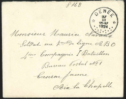 L. En SM ( Franchise ) Cad Relais *DENEE*/1924 Pour Aix La Chapelle - Storia Postale