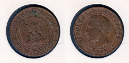 France  5 Centimes 1855 BB Chien   5c - 5 Centimes