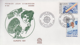 Enveloppe  FDC   1er  Jour   ANDORRE  ANDORRA   Paire   EUROPA    1991 - FDC