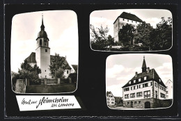 AK Heimsheim /Krs. Leonberg, Kirche, Gebäudeansicht, Strassenpartie  - Leonberg