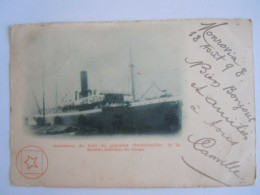 Cpa Paquebot "Bruxellesville" De La Société Maritime Du Congo 1898 Deutsche Seepost Hamburg-Westafrika (706) - Passagiersschepen