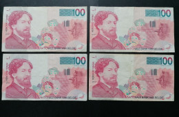 Belgique. 4 Billets De 100 Francs. Ensor. - 100 Francos