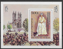 Haute Volta Mnh ** Overprint Sheet 1978 6 Euros Queen Royal - Upper Volta (1958-1984)