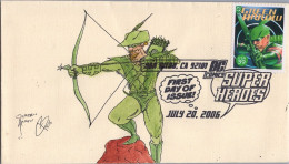 ZAYIX 2006 US 4084 FDC DC Comics Superheroes Green Arrow 2 Hand Painted SMB - 2011-...