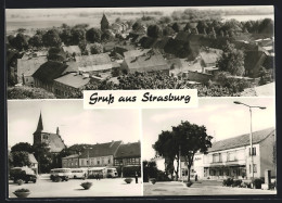 AK Strasburg, Platz Mit Autobussen, Strassenpartie Mit Kaufhaus, Ortsansicht  - Strasburg