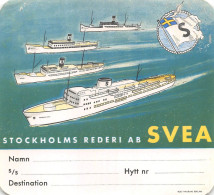 00180 "STOCKHOLMS REDERI AB SVEA " ETICHETTA ORIG. DA VALIGIA ADESIVA - NAVI - Autres & Non Classés