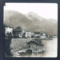 Suisse Lac Des Quatre-Cantons * Brunnen Port * Plaque Verre Ferrier Vers 1875 - Glasplaten