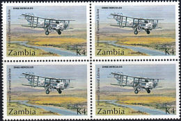 A5862 ZAMBIA 1992, SG 704 Airmail Service, De Havilland Hercules Plane, MNH Block Of 4 - Zambia (1965-...)