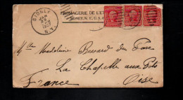 USA ETATS UNIS AFFRANCHISSEMENT COMPOSE SUR LETTRE DE SIDNEY POUR LA FRANCE 1907 - Lettres & Documents