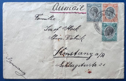 Lettre Poste Aérienne TANGANYKA 11 FEV 1935 N°25, 28 & 32 Oblitérés Càd De TANGA Pour KONSTANZ / MOSCHI TTB - Tanganyika (...-1932)