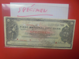 +++SPECIMEN+++U.S.A  Chèque De 20$ "TRAVELERS CHECK" (B.34) - Collezioni