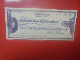 U.S.A  Chèque De 20$ 1991 "TRAVELERS CHECK" (B.34) - Collezioni