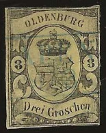 Oldenburg  .   Michel . 8 (2 Scans) .  Dünne Stelle  .   O    .  1859  .    Gestempelt - Oldenburg