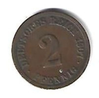 Empire 2 Pfennig 1907  A Km 16   Vf+ - 2 Pfennig