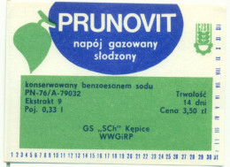 Poland - Old Label Prunovit - Lemonades & Sodas
