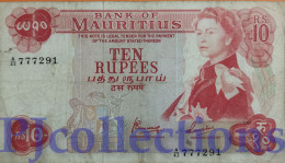 MAURITIUS 10 RUPEES 1967 PICK 31c VF - Mauritius