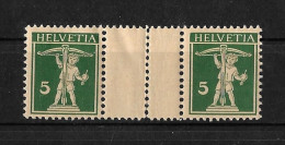 1909 - 1933 ZUSAMMENHÄNGENDE WERTSTUFEN MIT SENKRECHT PERFORIERTEM ZWISCHENSTEG ► SBK-S40** / CHF 120.- - Ongebruikt