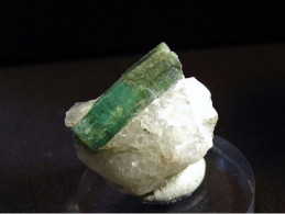 Emeraude - Emerald On Quartz ( 2 X 2.5 X 1.8 Cm ) Santa Terezinha De Goiás -Santa Terezinha De Goiás Distr. Goiás Brazil - Minerali