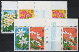 ZAYIX Tuvalu 92-95 MNH Gutter Pairs Flowers Nature Plants  072622S08M - Tuvalu