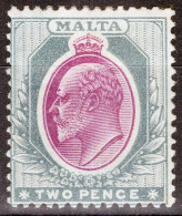 ZAYIX Malta 23 MH 2p Gray & Red Vio King Edward VII Royalty   080522S17 - Malta (...-1964)