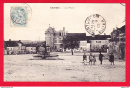 F-89-Courson-02P36 La Place De La Ville, La Fontaine, Animation, Cpa  - Courson-les-Carrières